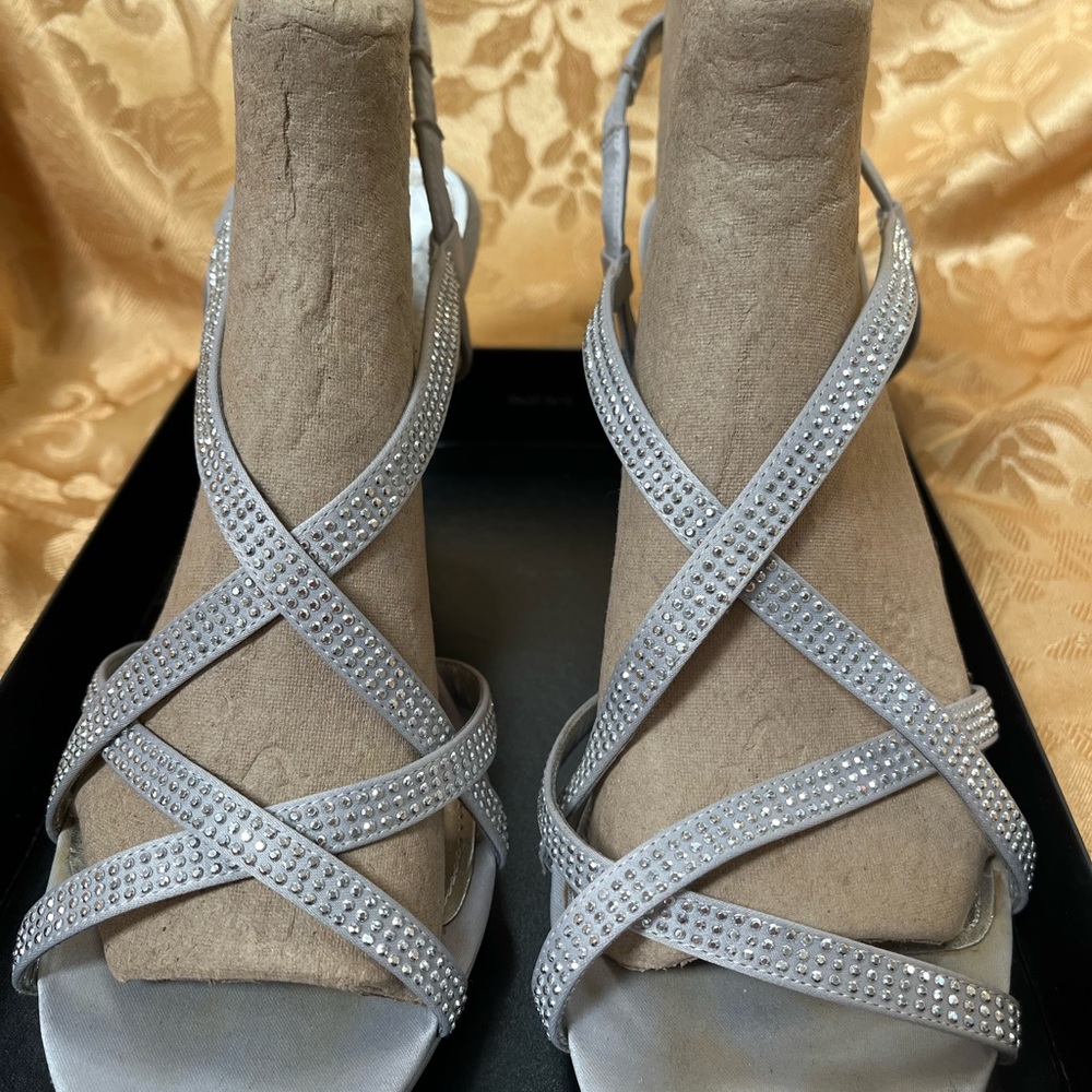 Nina Elegant Silver Strappy Studded Women's Sandals